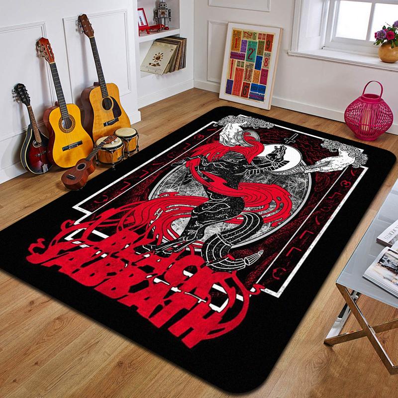 B-Black Sabbath Logo Gedruckter Teppich Mode Yogamatte Rutschfester Teppich Schlafzimmerdekoration Außenteppich Schlafzimmer Geburtstagsgeschenk