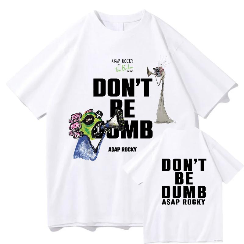 AAP ROCKY Don t Be Dumb Tour 2025 Graphics Print T Shirts High Quality Unisexs Harajuku Tshirts Summer Cotton Tees Shirt Fans Gift
