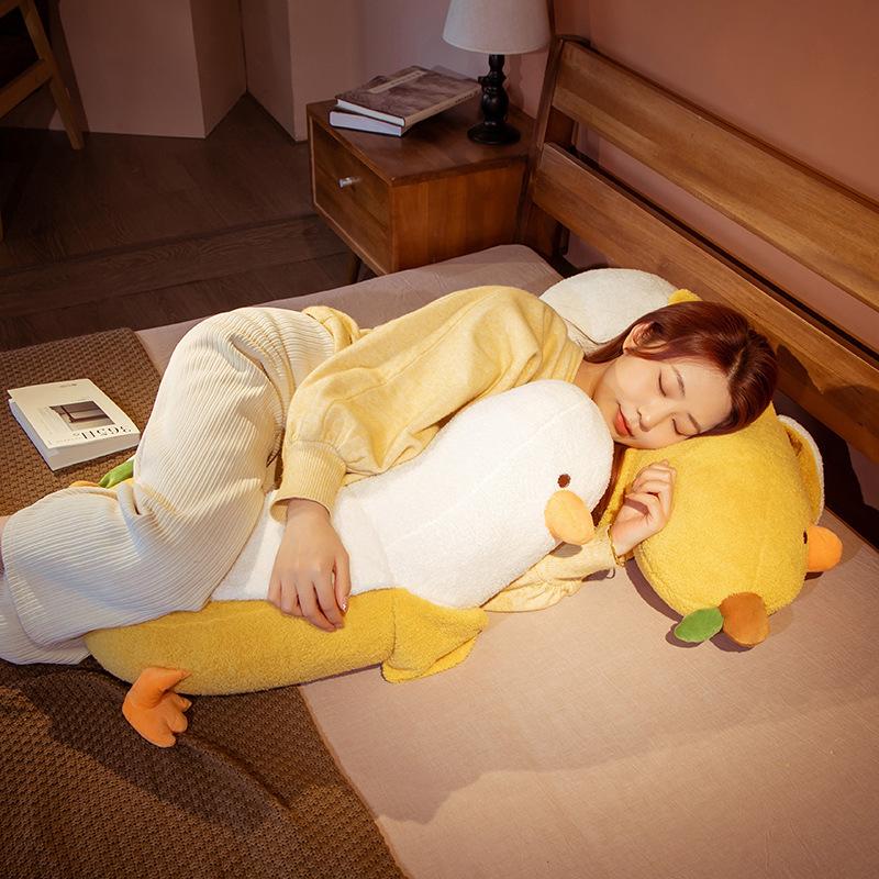 Duck doll big yellow duck plush toy banana pillow big white goose side sleeping pillow with legs folded for women