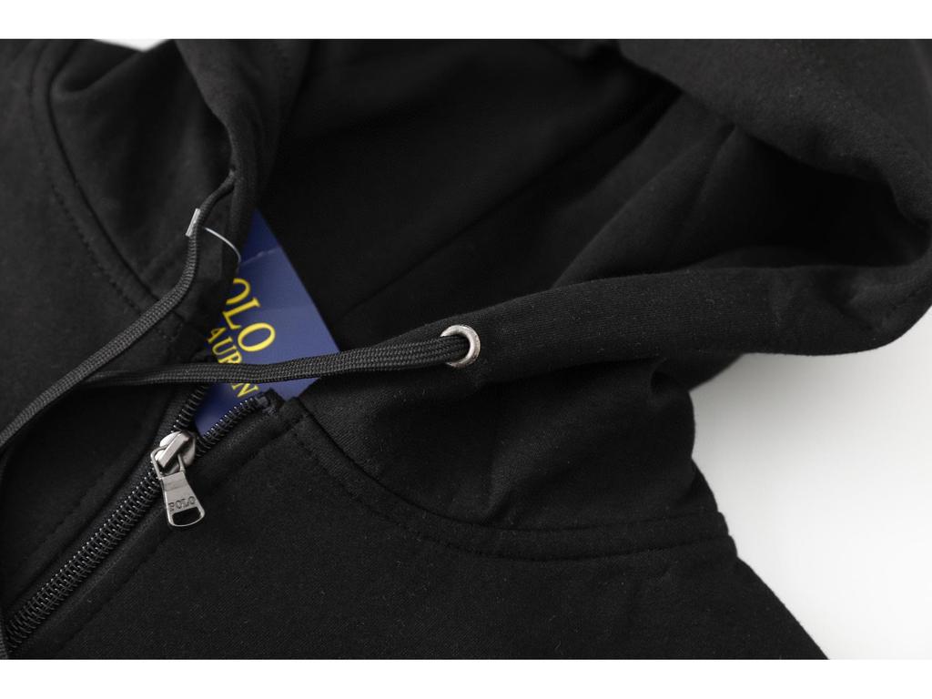 Men's Business RL Ralph LF Embroidered Pony Logo Zip-Up Hoodie Sweatshirt Versatile Outerwear