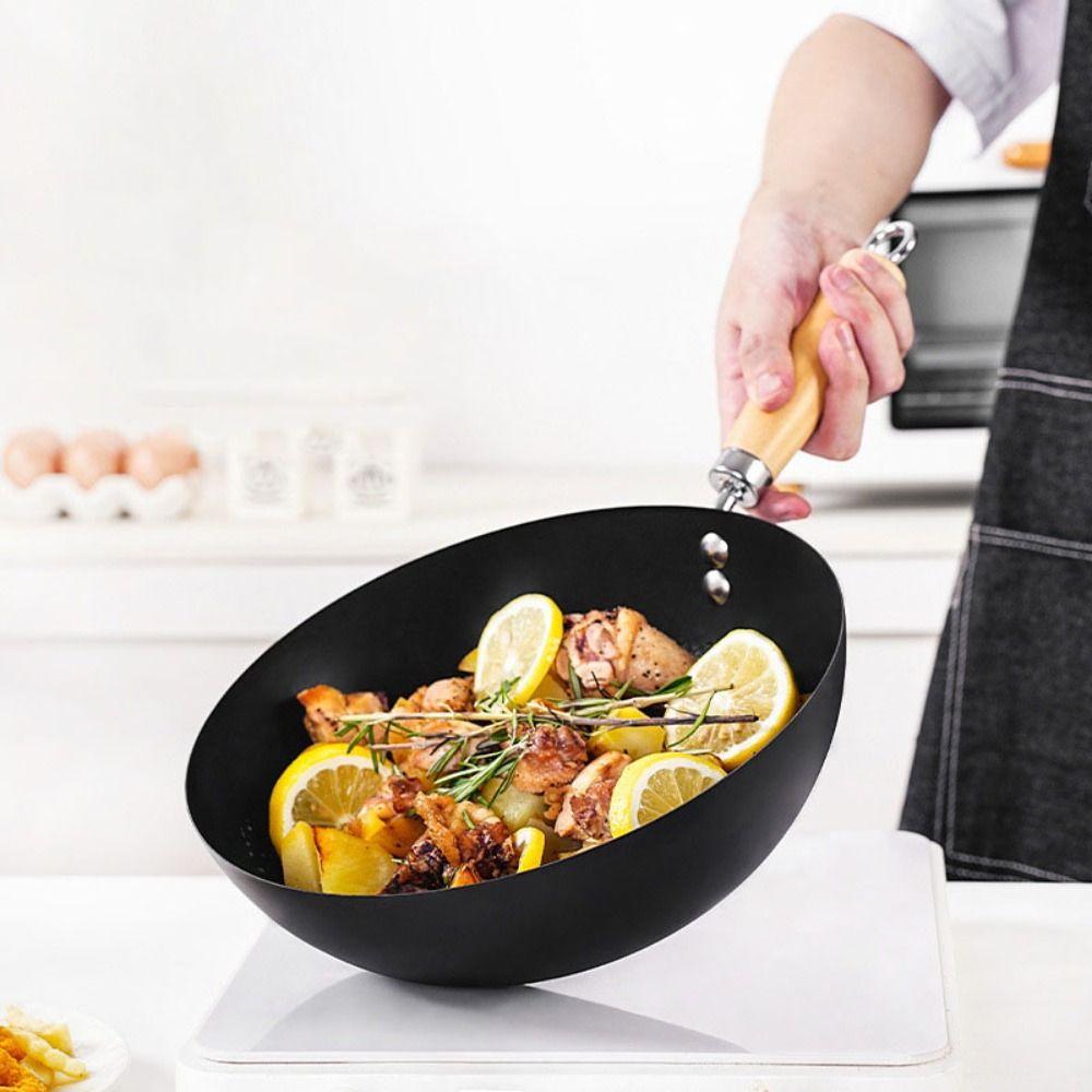 Non-stick Small Cast Iron Wok Universal Pot Durable Frying Pan  Single