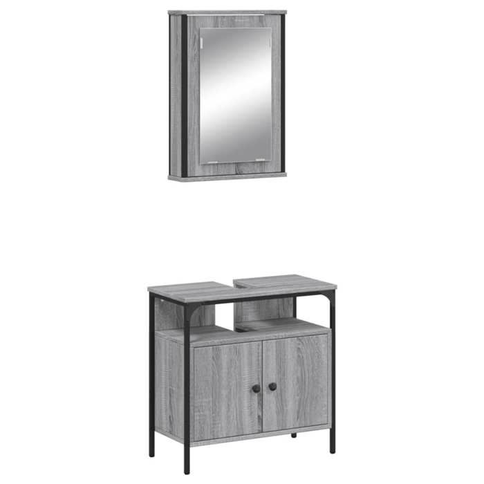 VidaXL 2 Pcs Bathroom Furniture Set Sonoma Grey, Bathroom Cabinet, Bath Cabinet, Vanity Unit of 3214778
