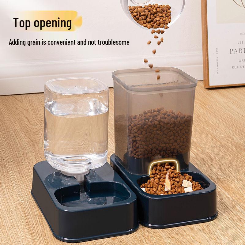 Automatischer Trinkbrunnen für Katzen und Hunde mit Doppelnapf-Futterspender