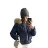 Winter new women's small college style thin cotton-padded clothes fashionable casual big fur collar short down cotton-padded clothes