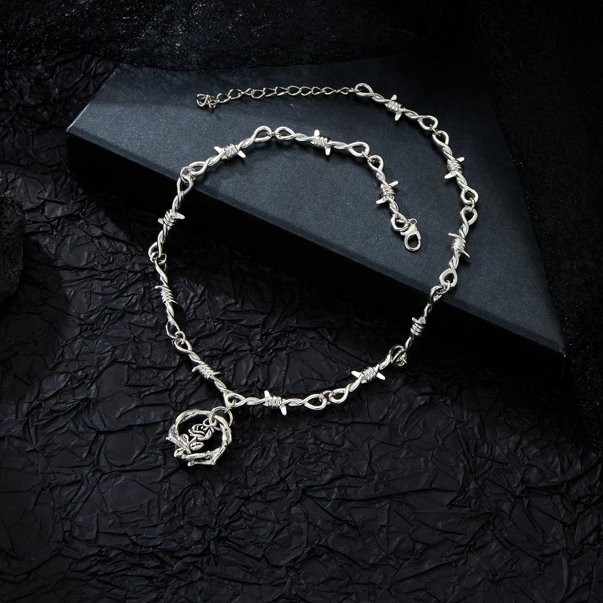 

Панк Готика Шип Роза Кулон Ожерелье Женское Y2k Ретро Милое Крутое Хип-хоп Аксессуары Харадзюку Вечеринка Циркон Подарки