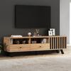 Meuble TV - MODERNLUXE - 150x38x44 Cm - 2 Tiroirs - 1 Porte - Compartiments Semi-ouverts - Naturel