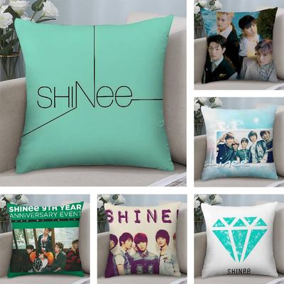 Kpop S-S-SHINee Pillow Case Short Plush Double-sided Print Square Throw Pillow Covers Sofa Home Cushion Decor