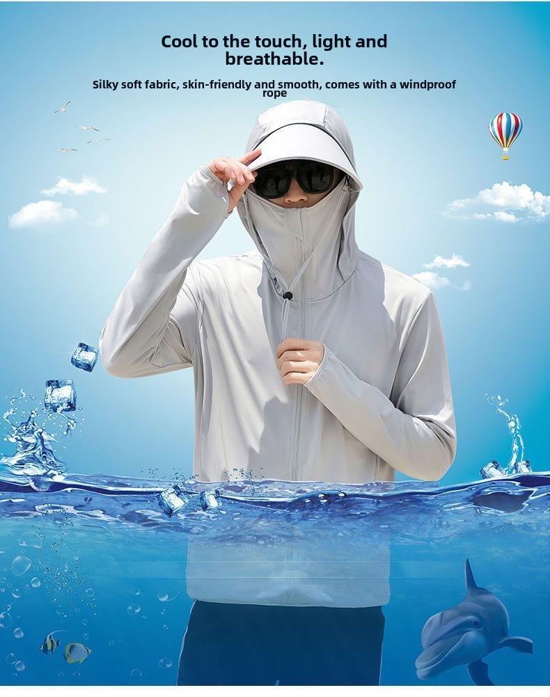 Men's UV Protection Quick-Dry Fishing Apparel with Breathable Mesh Face Cover