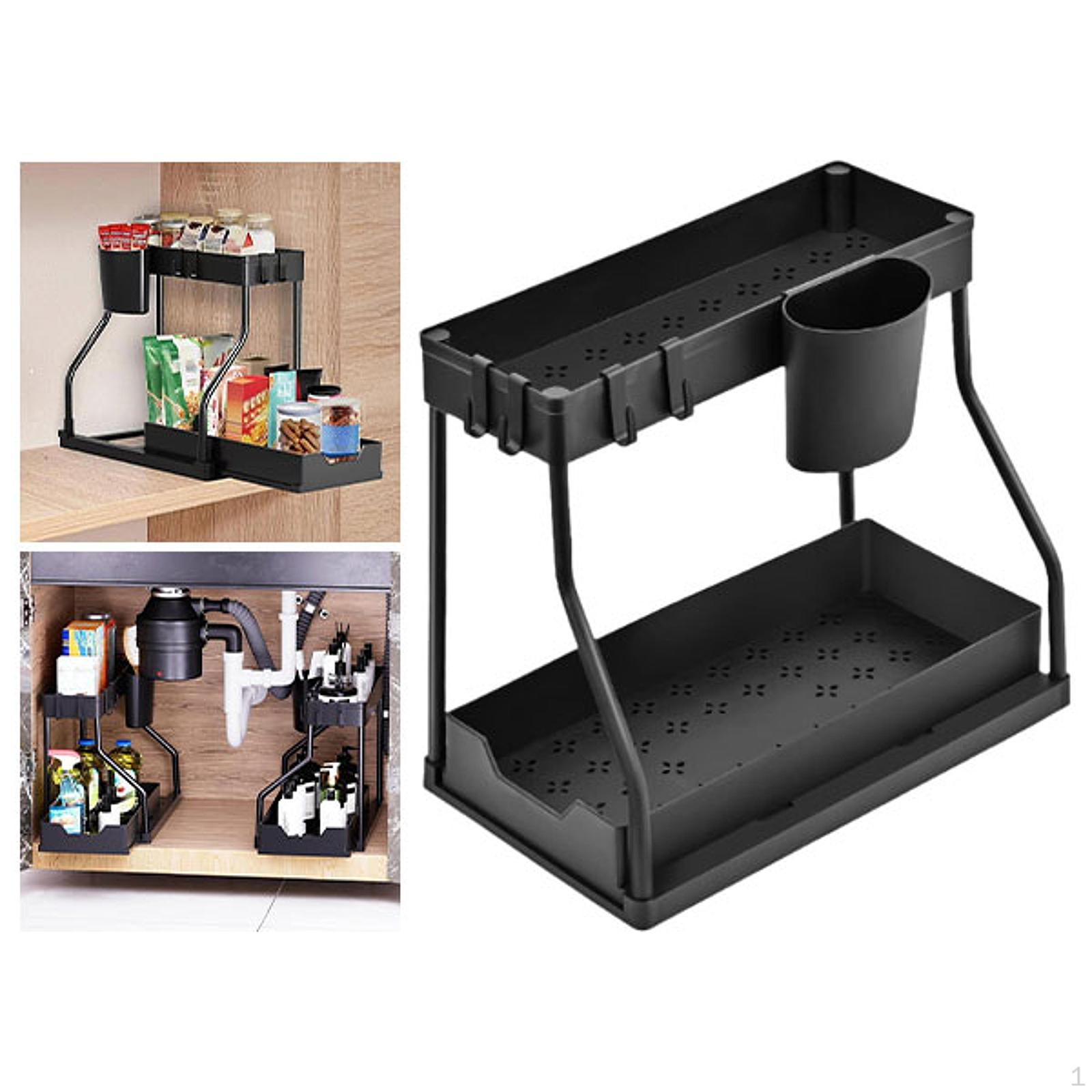 

Органайзер для раковины, выдвижной шкаф, органайзер, с крючками, подвесной стакан, выдвижной многоцелевой 1pc чёрный