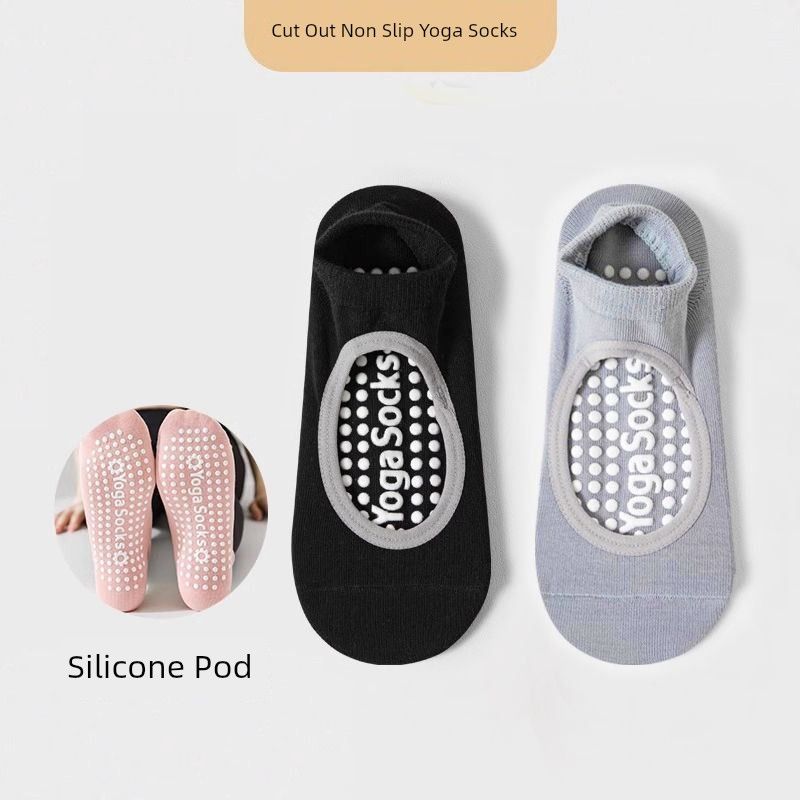 

Женские носки для йоги из чистого хлопка, не скатывающиеся, для занятий в помещении 2 pairs (Black + Blue) Cut Out Non Slip yoga socks