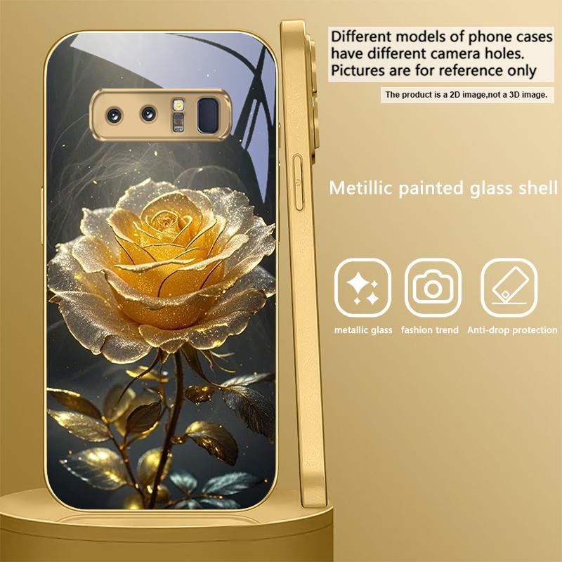 Élégante rose dorée Pour Samsung A 01 52S A04 A05S A10 A12 A13 22 23 24 36 42 M02 Note 10 20Ultra 8 9 Coque de téléphone en verre doré