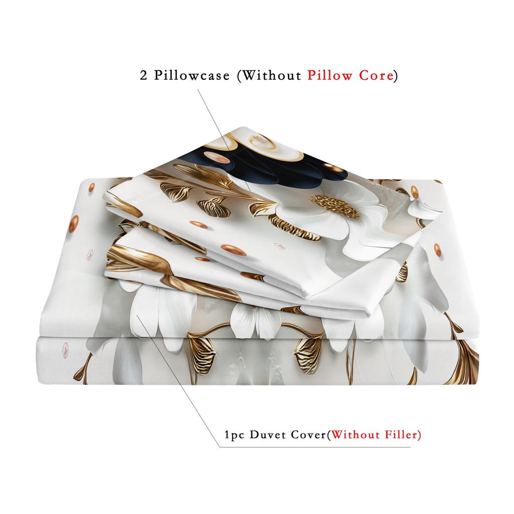 3-teiliges Schmetterling Blumen Bettbezug-Set | Tierdruck, Insektenthema, Atmungsaktives Polyester mit digitalem Druckhandwerk