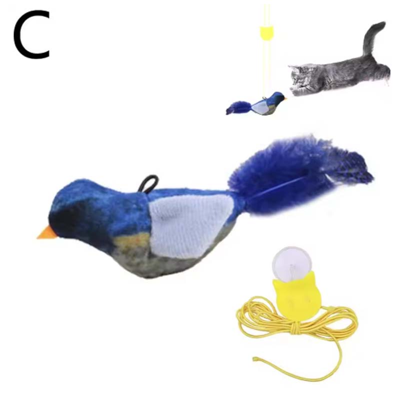 New Simulated Bird Cat Toy Interactive Cat Toys Flapping Vivid Bird Chirp Tweet Exercise Toys