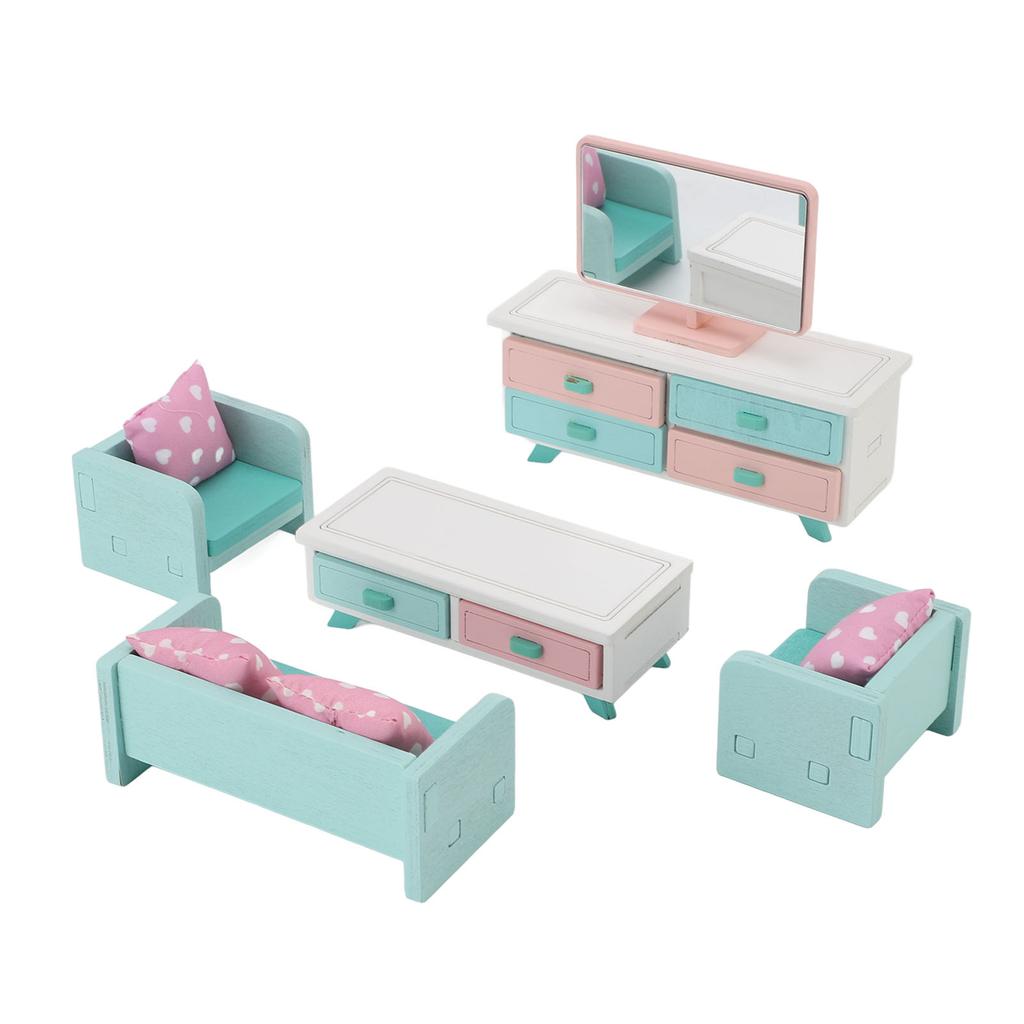 Miniature Dollhouse Furniture Set Living Room Scene Pretend Play Furniture Toys Educational Toy for