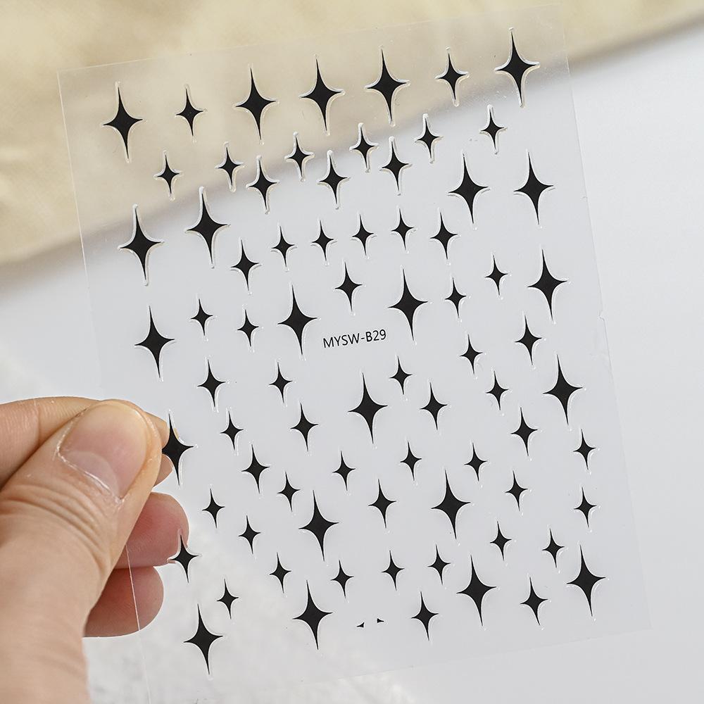 9-Color Four-Pointed Star Nail Art Sticker Diy Plastic Nail Art Decorative Sticker Color Star Light Nail Art Sticker