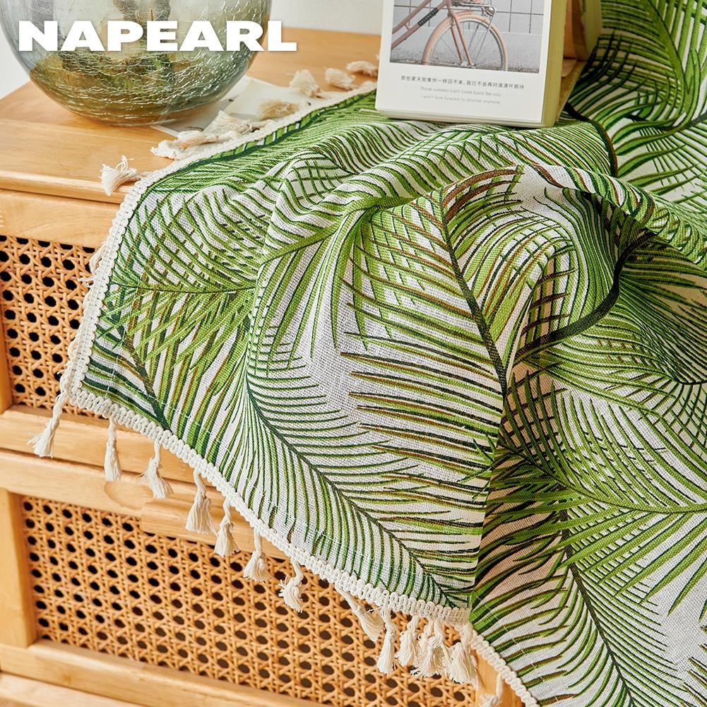 1 ADET NAPEARL Yarı Karartma Tropikal Stil Yeşil Bitki Baskılı Küçük Taze Saçaklı Perdeler Pencereler Balkon Yatak Odası Oturma Odası Ev Dekoru