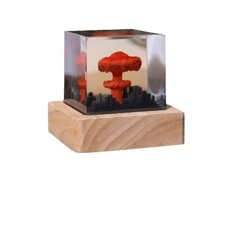 Hot Selling Night Light Ornaments Oppenheimer Atomic Bomb Explosion Mushroom Cloud Creative Crystal Epoxy Resin Decorative Craft