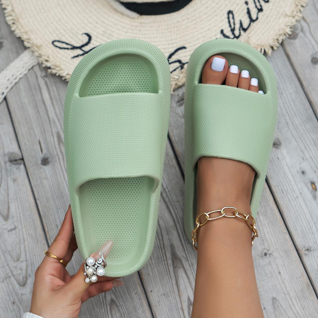 New CM thick-bottomed cool slippers women's summer indoor and outdoor home stepping on shit feeling bathing couple men height-increasing rubber a