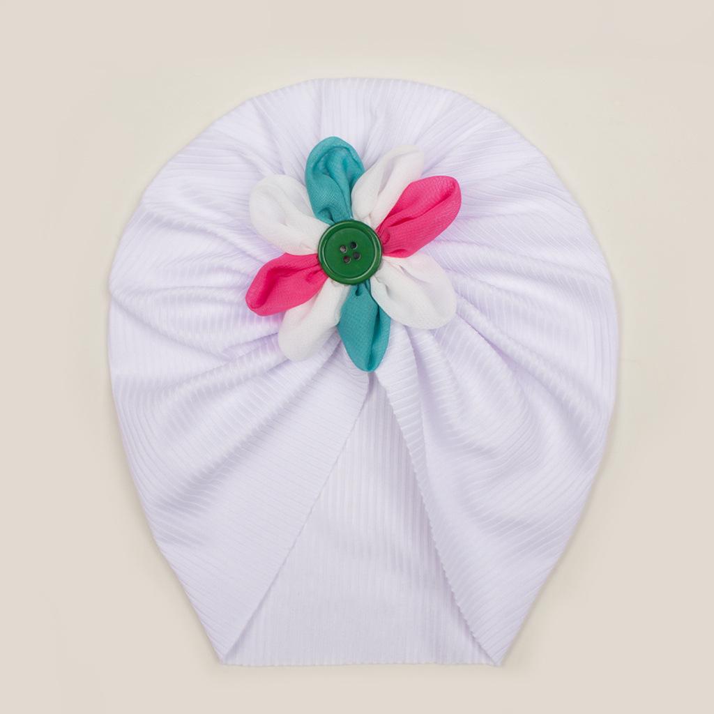 Colorful Floral Baby Girl Pullover Hat with Soft Elastic
