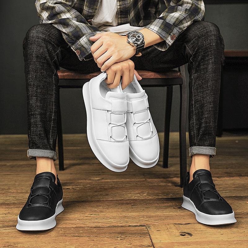 Fashion Fashion White Sneakers For Men Breathable Skateboard Shoes Spring Autumn Lace Up Leather Casual Shoes Brand Men's Flats Loafers