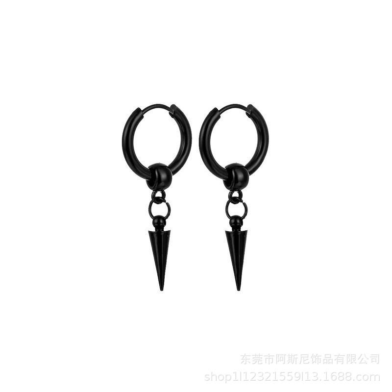 Stainless Steel Cone Pendant Hip-Hop Earrings