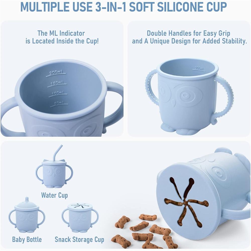 10-Piece Baby Feeding Set, Silicone Bib with Plate, Suction Bowl, Snack Cup, Spoons, Allergy-Free, Blue