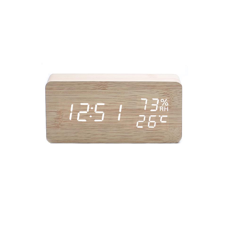 Stylish Wooden LED Digital Alarm Clock with Charging Port