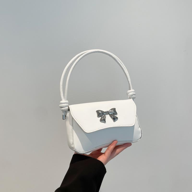 Solid color summer new simple fashion bow casual commuting armpit shoulder messenger bag bag women