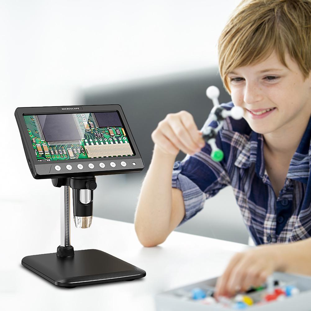 7 Inch IPS Screen Soldering Microscope 8LED Adjust Light Electronic Microscope 5MP HD Lens Electronic HD Magnification Endoscope