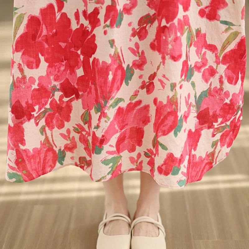 DIMANAF New 2026 Women Plus Size Spring Summer Beach Button shirt Dress Lady Loose Oversize Maxi long Floral Print Cotton