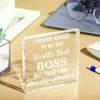 Chunful Boss Day Gifts Best Boss Acrylic Gifts for Leader Appreciation Plaque Going Away Gift Keepsake Paperweight for Male Female Bosses Coworkers