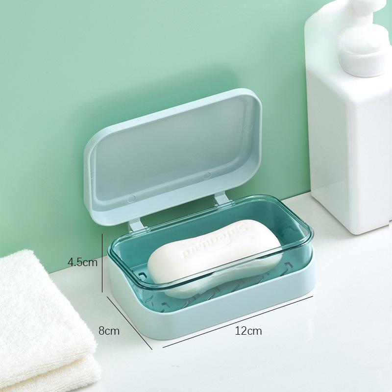 Plastic Soap Box with Lid Soap Box Non-water-accumulating Laundry Soap Box Non-perforated Water-draining Storage Box