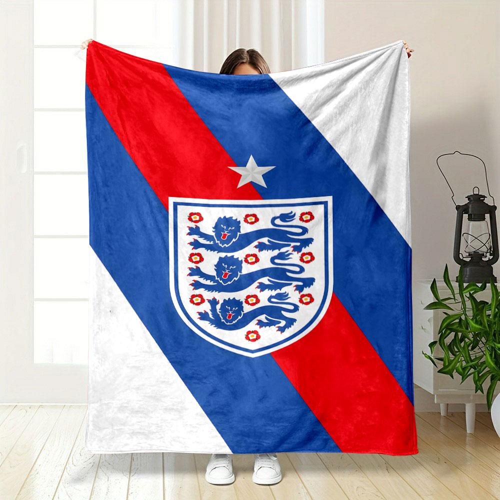 "Three Lions England Football Crest Design" Patterned Blanket, Flannel, Suitable for All Seasons, Home Decor, Warm and Cozy