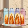 1PC Virgin Mary Yellow Robe Portrait Print 750ml Color Plastic Sports Water Bottle Leakproof Flip Straw Lid Suitable for Sports Office Home Use