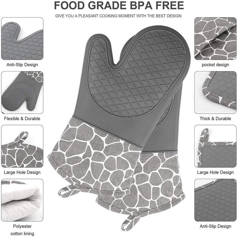 1 pár silikonových rukavic do trouby nepromokavé tepelně odolné protiskluzové rukavice na grilování