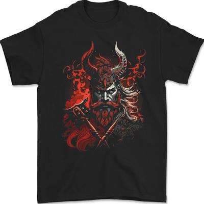 An Artistic Fantasy Viking Warrior Mens T-Shirt Street Hip-hop Rock Short-sleeved Women Round-neck Top