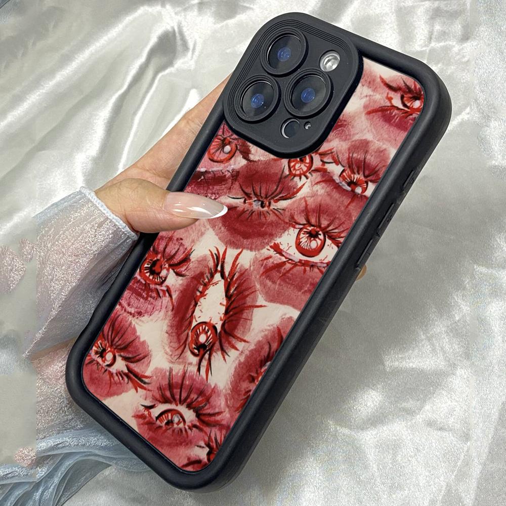 JT20 Artist Lipstick Eyeballs Fine Art Realme 14 15 Huawei P40 Honor 70 90 Infinix Tecno Itel Motorola Google All Model Angel Eyes Soft TPU Phone Case
