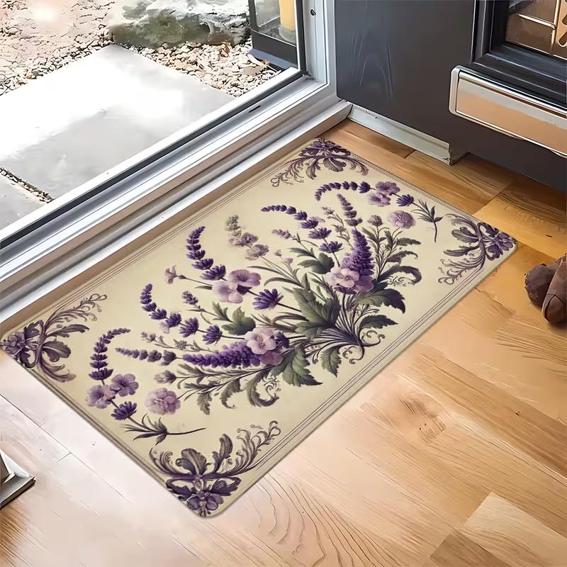 Vintage Romantischer Französischer Rosen-Spitzen-Druck Fußmatte Shabby Chic Floral Viktorianischer Eingangsbereich Teppich Weich Rutschfest Innen Außen Teppich