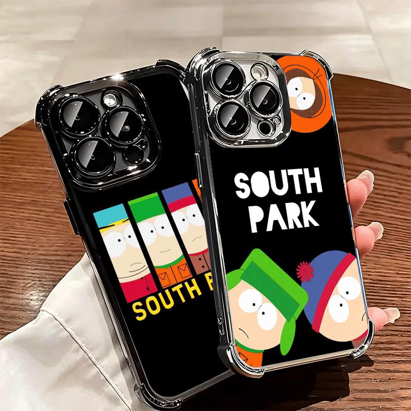 Cartoon S-South P-Parkes Soft Phone Case For iPhone 15 16 17 Air 14 Pro Max 16E Plus 13 12 Mini Plating Anti-Fall Fundas