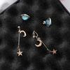 Woman Stylish Elegant Star Moon Shaped Asymmetric Universe Element Earrings