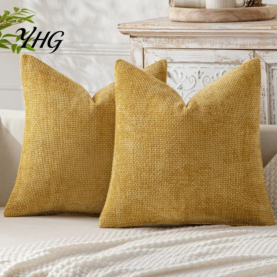Invisible Zipper Pillow Case Weave Texture Cushion Case, Chenille Throw Cover, Solid Color Cover Durable Decorative Covers with for Living Room