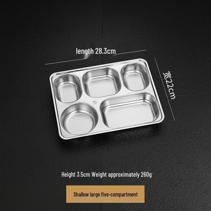 Yuanbinyannuo 316 Stainless Steel Square Compartment Lunch Tray