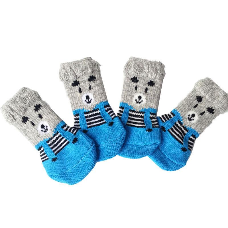 1Pcs Winter Knit Warm Socks for Small Dogs Thick Anti-Slip Pet Dog Socks Chihuahua Paw Protector Dog Booties Accessories S/M/L