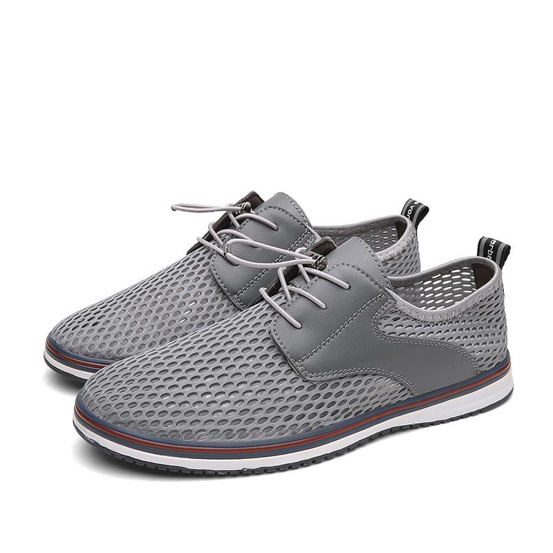 Men's hollow mesh shoes breathable soft sole one-pedal lazy shoes middle-aged and elderly father shoes casual men's shoes
