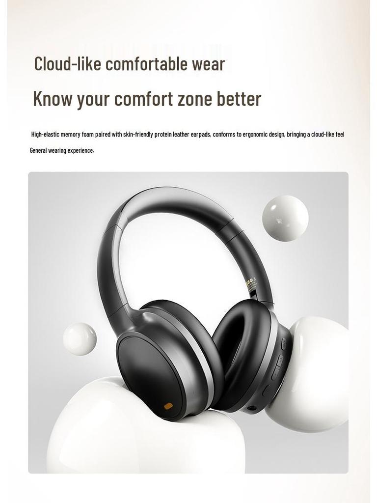 ANC Over-Ear Wireless Noise-Canceling Headphones with Long Battery Life and Heavy Bass - Minimalist Full-Ear National Tide Style.