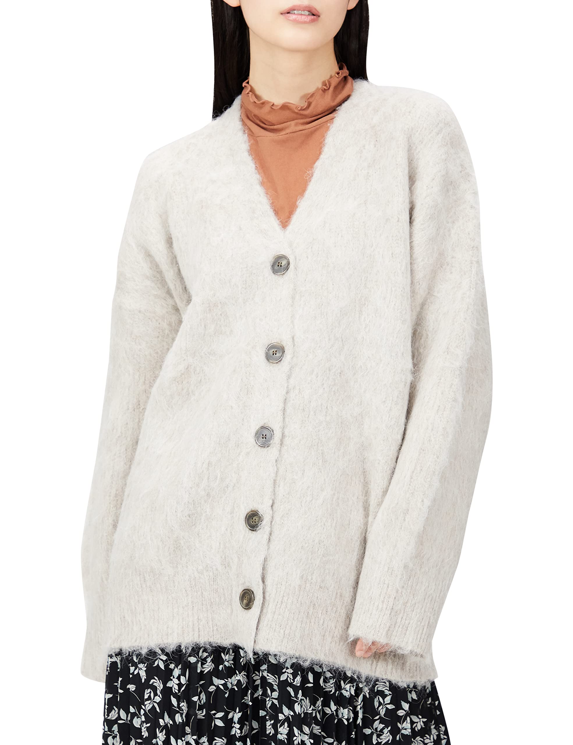 

Mira Owen Alpaca Blend Shaggy Knit Cardigan 09WND224216 BEG Free Size Women s
