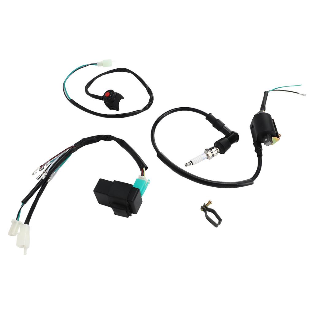 Kick Start Engine Wiring Harness CDI Box Spark Plug Ignition Coil Handle Switch Loom Kit for 50cc