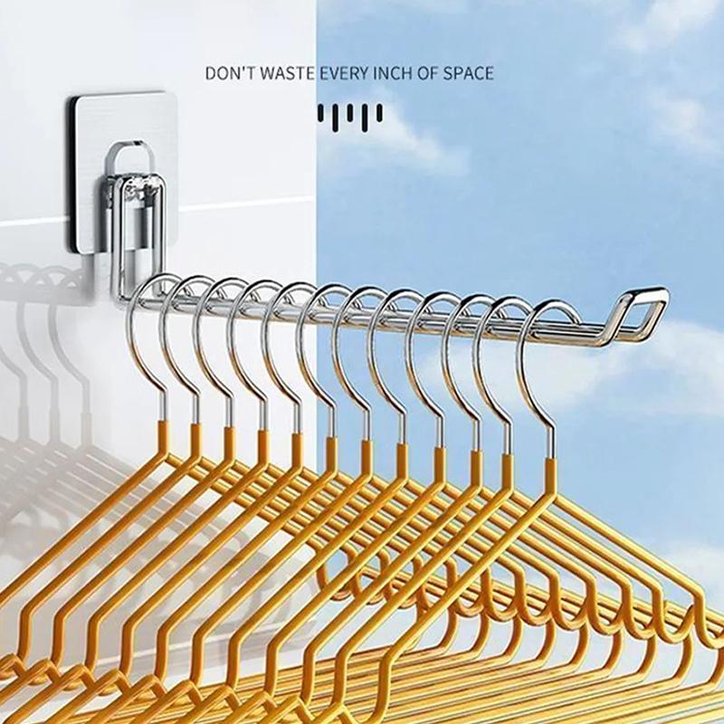 Versatile Wall-Mounted Hanger Storage Space-Saving Foldable Clothes Hanger Rack Windproof Anti-Slip Organizer