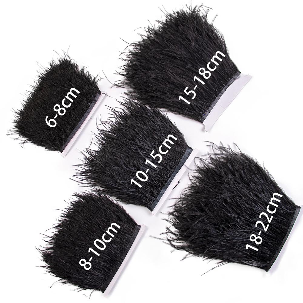 

6-22 см Чорна облямівка з пір я страуса 1 метр Пухнаста пір яна бахрома для рукоділля Весільна вечірка Декоративна стрічка Сукня Одяг Шиття 6-8CM