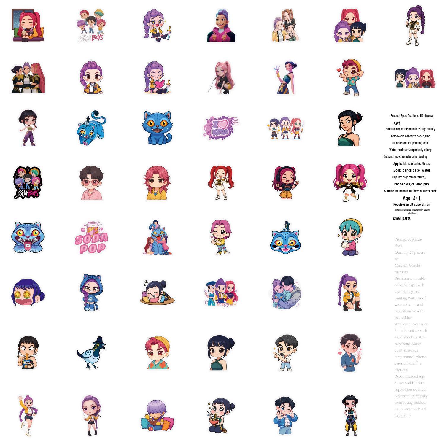 50 K-Pop Demon Hunter Girl Group Waterproof Graffiti Stickers for Water Bottles & Anime Journals